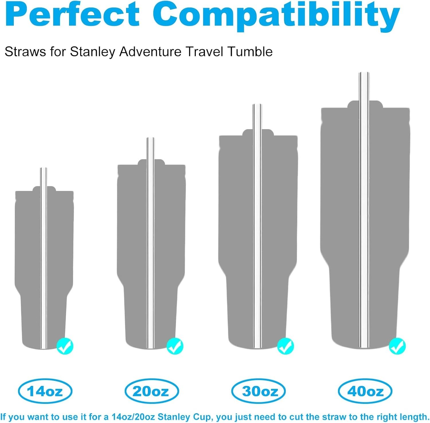 6 Pack Replacement Straws for Stanley 30 40 Oz Adventure Quencher Travel Tumbler