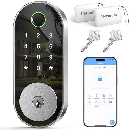 Keyless Entry Fingerprint Smart Door Lock - Deadbolt with Code, App, FOB & Remot