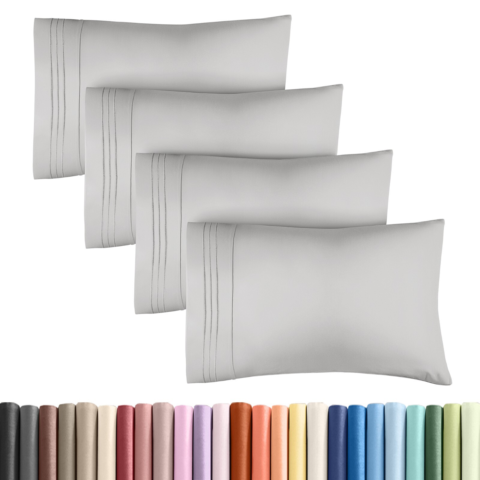 Pillow Cases Set of 4, Hotel Quality Soft Pillow Covers by CGK Linens