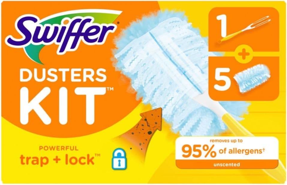 Dusters Starter Kit for Cleaning, Kit Includes 1 Handle and 5 Dusters