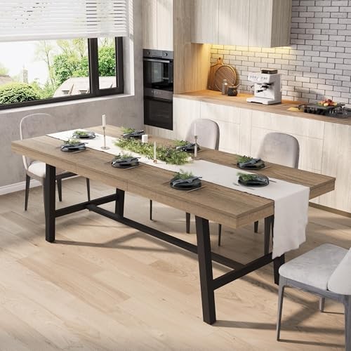 Dining Table, Industrial Rectangular Dining Room 63-83" Extendable Rustic Pear