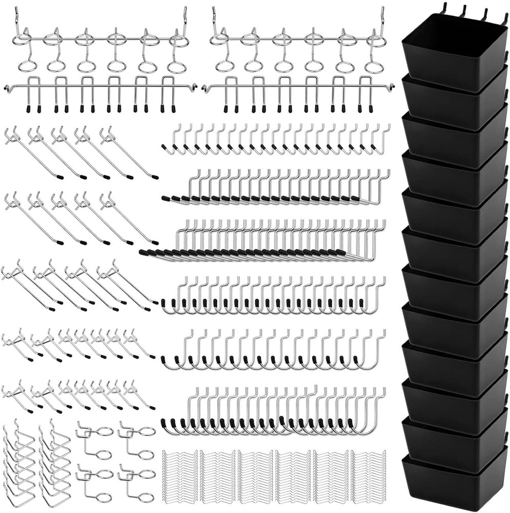Pegboard Organizer Peg Board Hooks: 300-Piece Hooks for Black