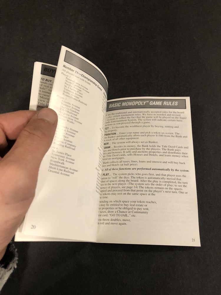 Monopoly snes manual