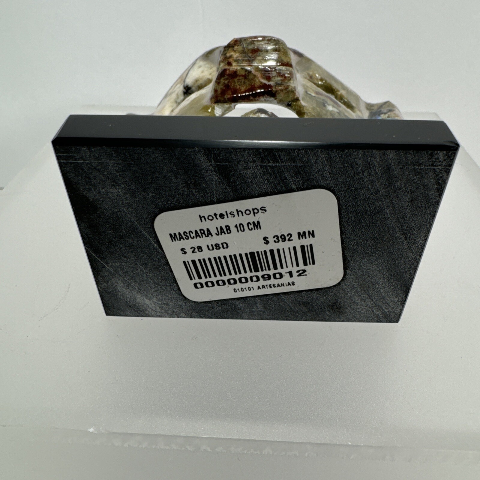 Mexican Mayan Tribal Burial Face Mask Green Stones Mixed Abalone Shell Onyx Base