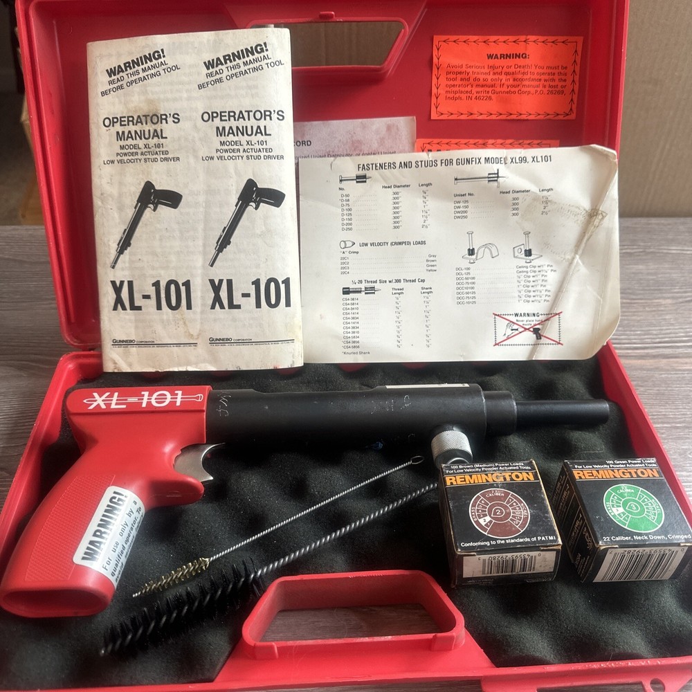 Gunfix Xl-101 Low Velocity Stud Driver Power Actuated Tool with nails and case