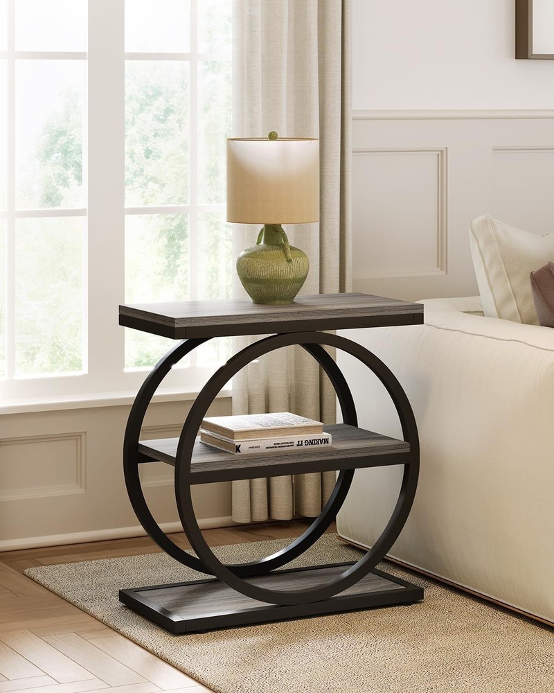 End Table 3-Tier Side Table Slim Sofa Side Table Living Room Tall Bedside Table