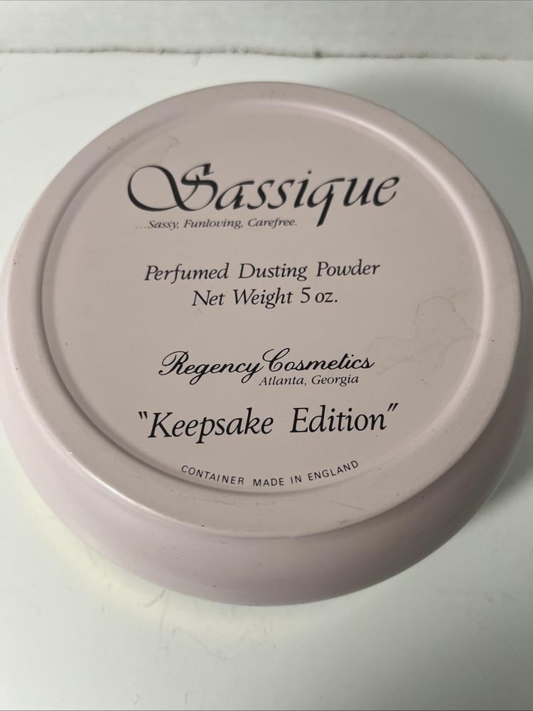 Vintage Sassique Perfumed Dusting Powder Empty Tin Regency Keepsake Edition 5oz