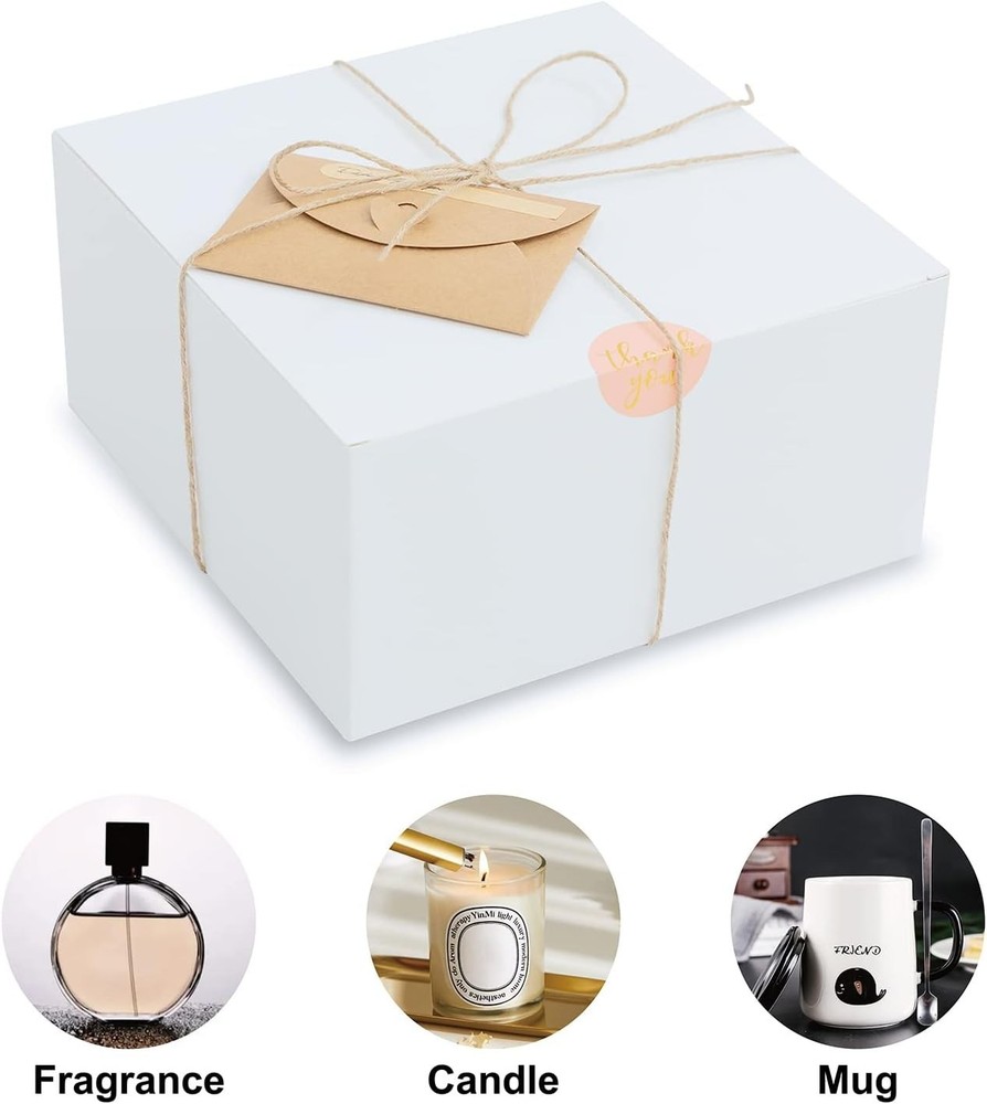 Sturdy Easy Assemble Gift Boxes - 12 White Glossy Boxes for Every Celebration