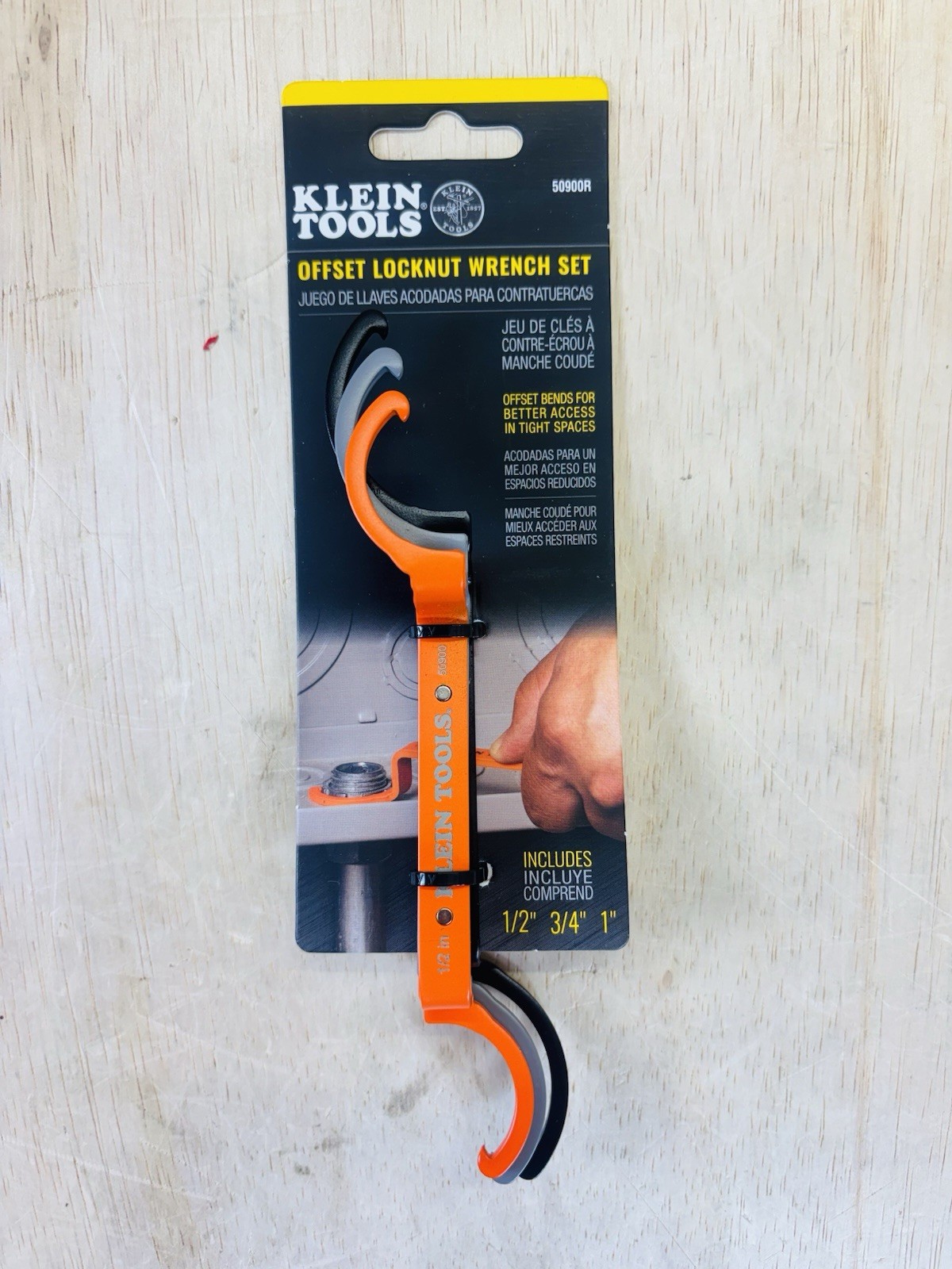 New Klein Tools Offset Locknut Wrench Set .5 .75 1”