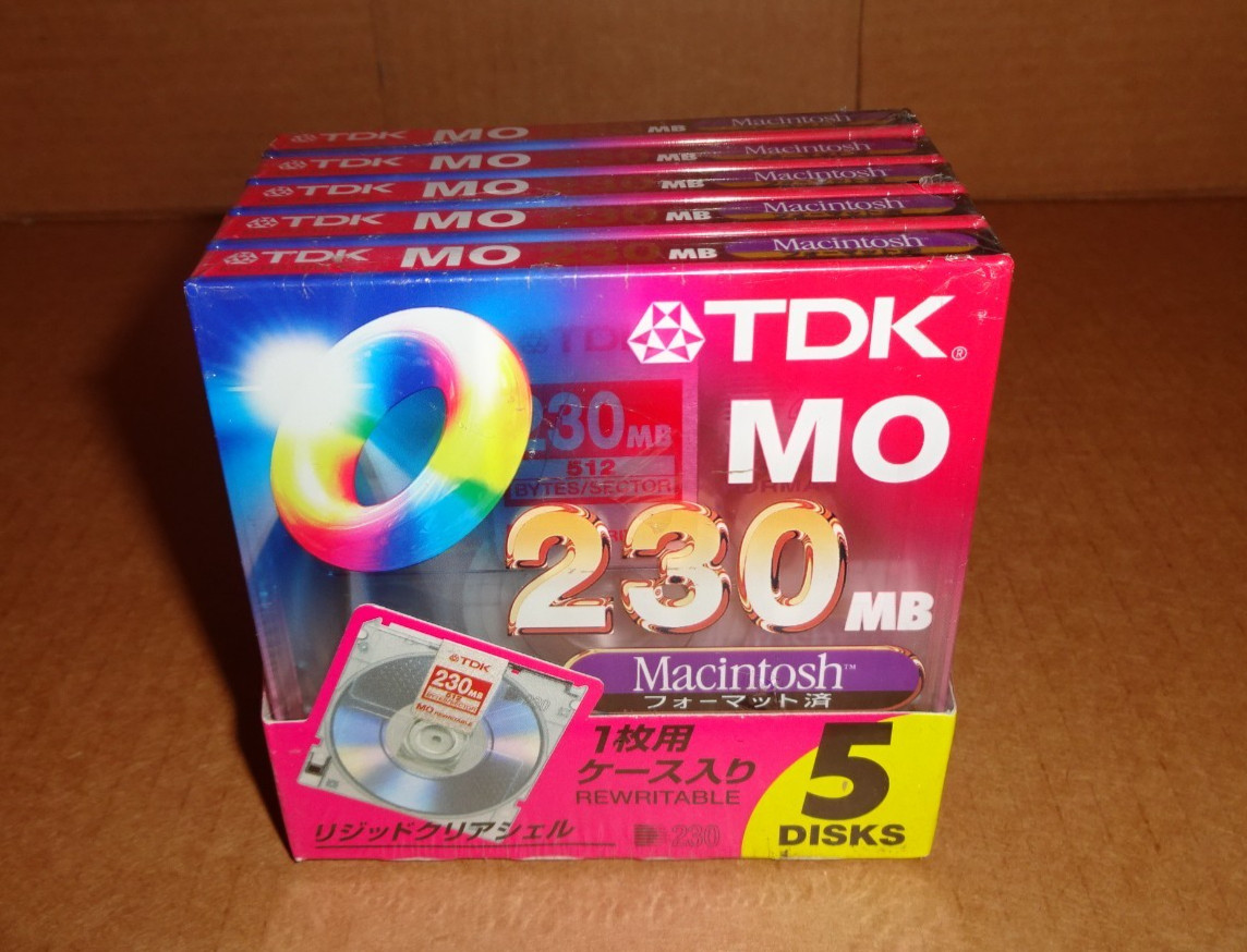 New TDK 230MB 3.5" MO Magnetic-Optical Disc - Macintosh Mac Format (5 Disks)
