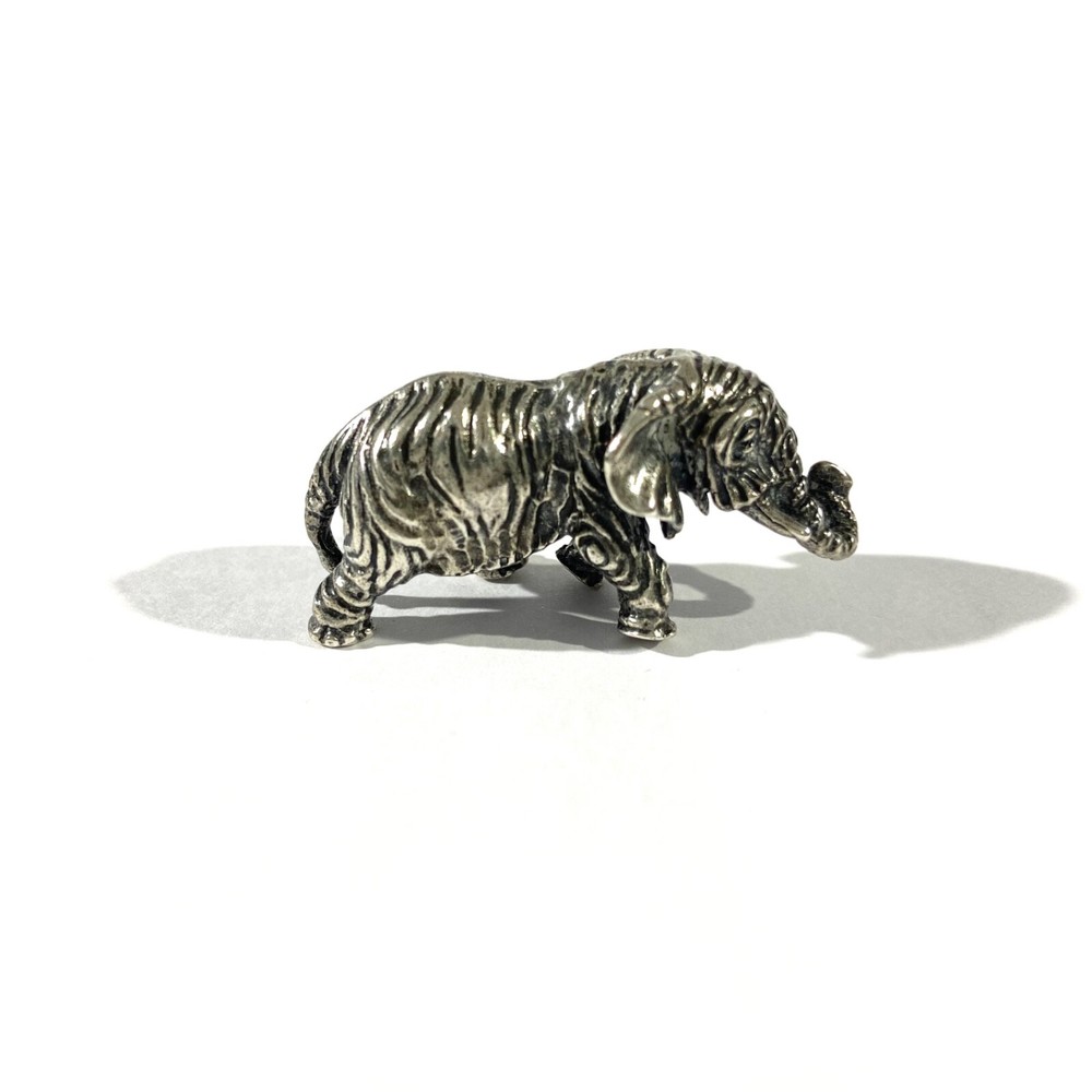 vintage solid silver elephant miniature , hallmarked italian figurine