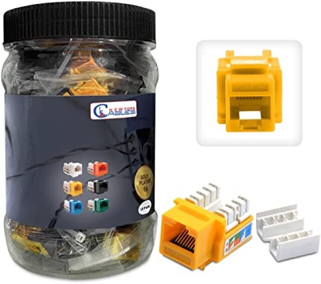 50 Pack Cat6 RJ45 Keystone Jacks 90? Network Connectors - 110 Punch Down 8P8C