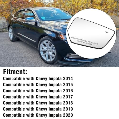 Compatible Chevy Impala Side Mirror Glass Right Passenger Side 2014-2020