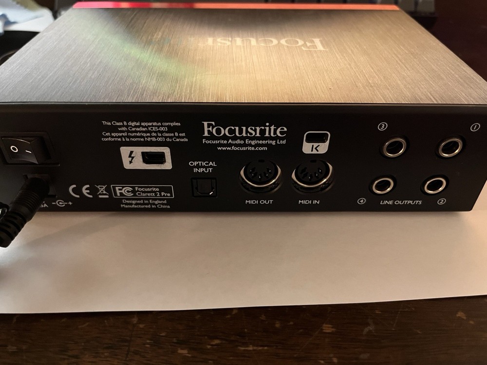 Focusrite Clarett 2Pre THUNDERBOLT audio Interface W/power Adaptor Tested