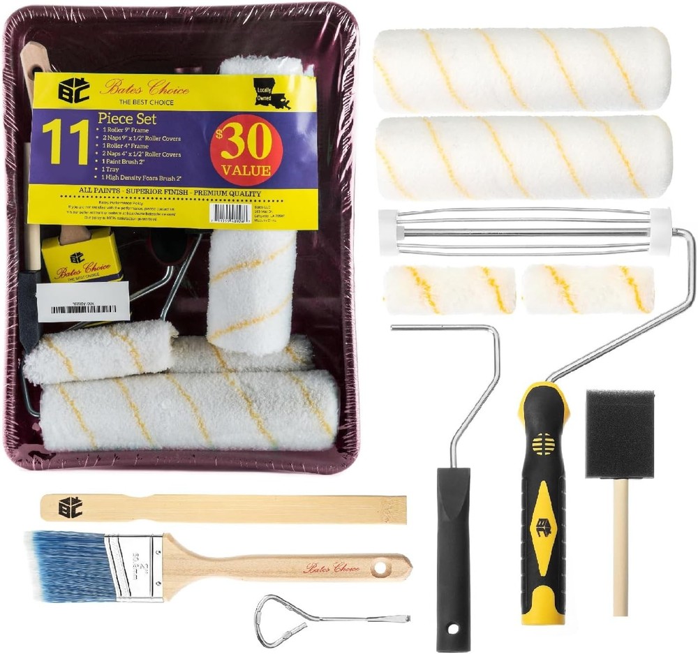Paint Tray Set, 11 pcs, Paint Roller Kit, 9" & 4" Rollers, Small Paint Roller...