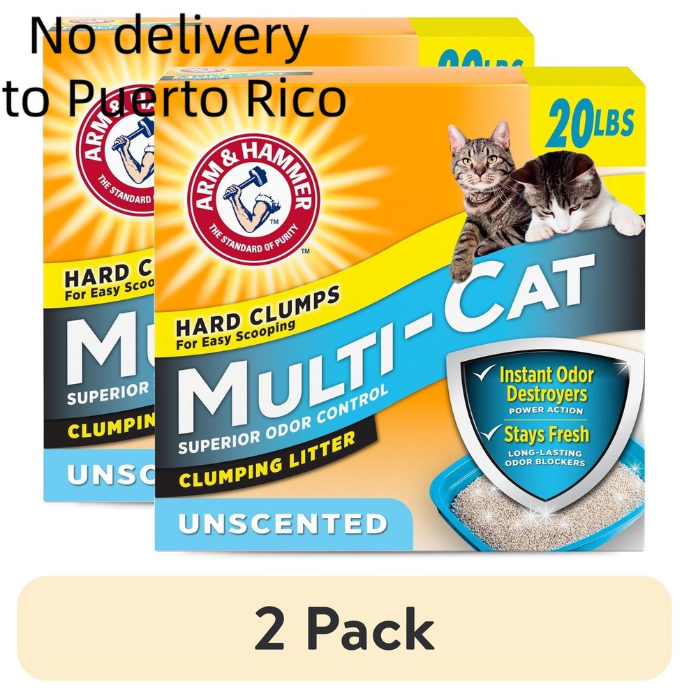 (2 pack) ARM & HAMMER Multi-Cat Clumping Litter Unscented, 20 lb