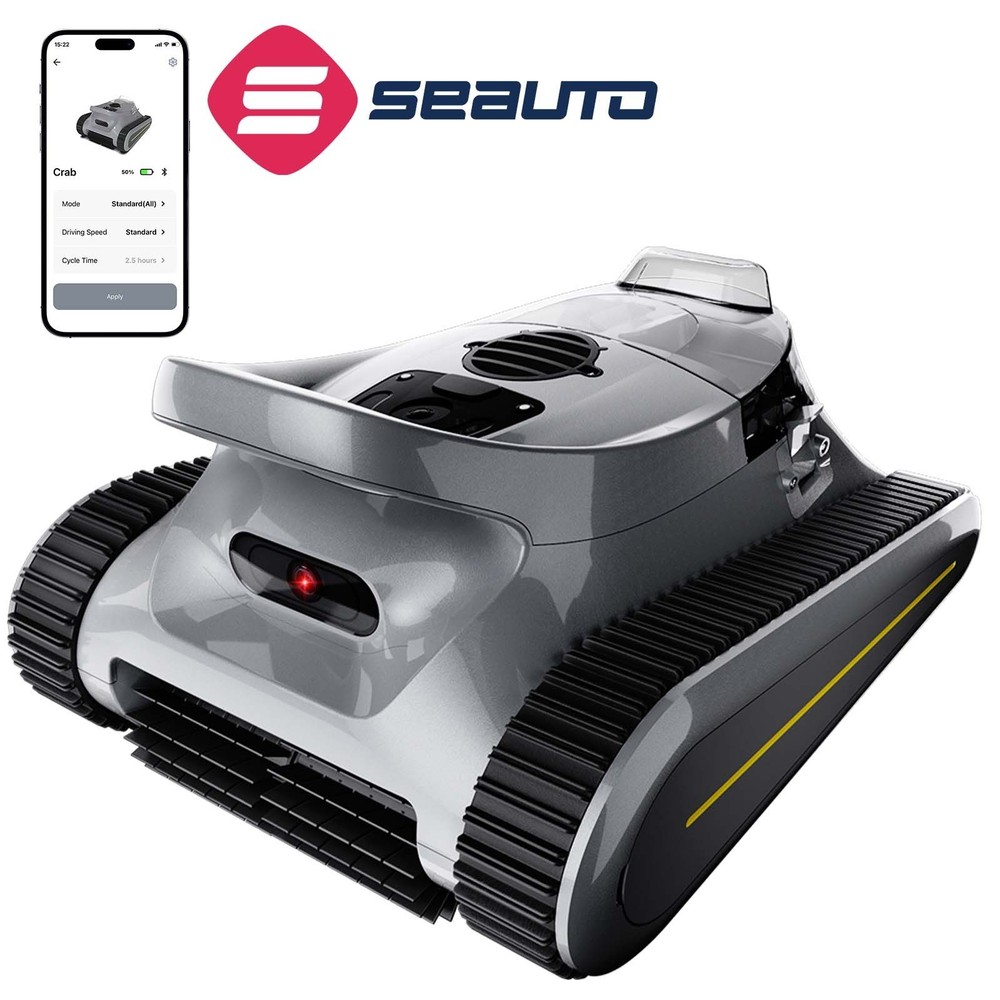 Seauto Cordless Robotic Pool Cleaner Sonar Navigation, 3 Modes Automatic ,Gray