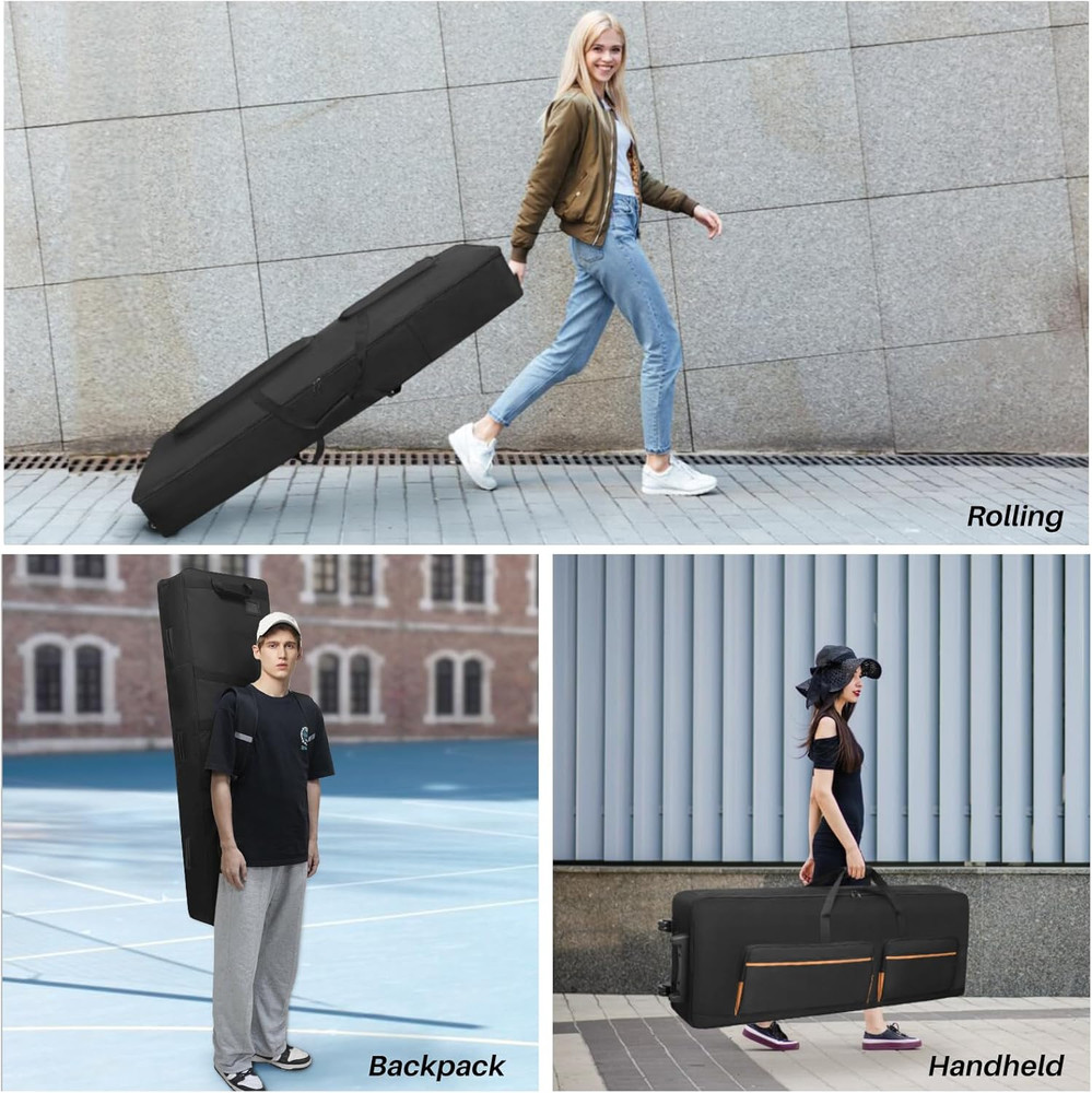88-Key Keyboard Case with Wheels & Adjustable Shoulder Straps– Padded Rolling Gi