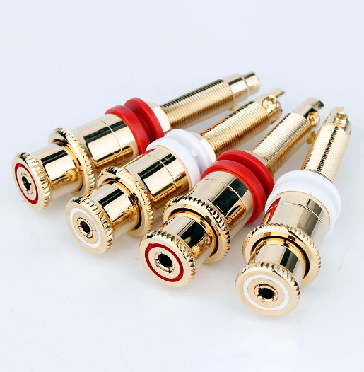 4PCS CMC Binding Post Audio Speaker Banana Jack Socket Gold Plated Connectors