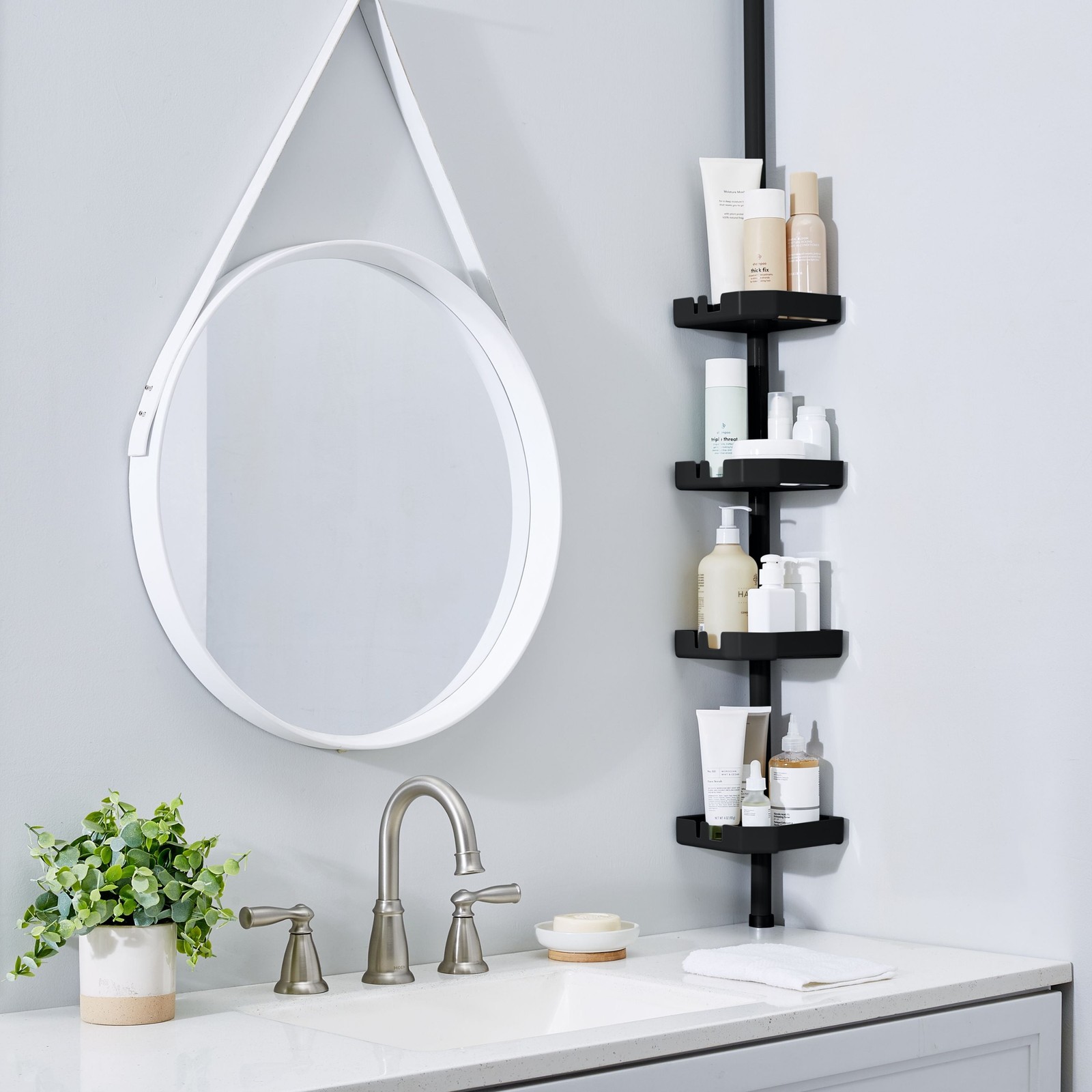 Bath Bliss 4 Tier Tension Corner Shower Organizer Caddy White