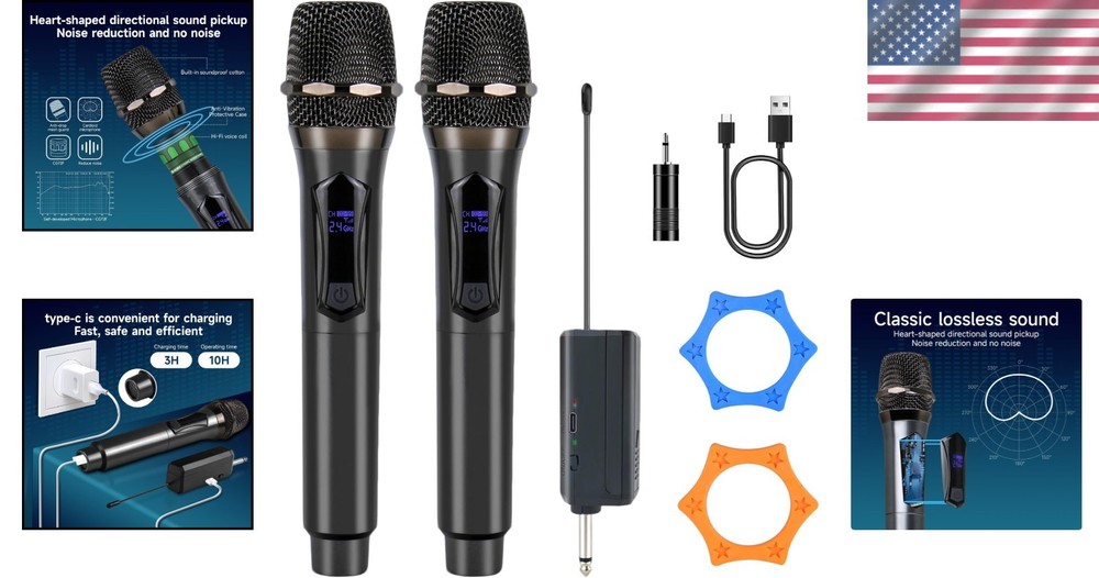 Dynamic Handheld Karaoke Microphone - 160ft Wireless Range, DSP Noise Reduction