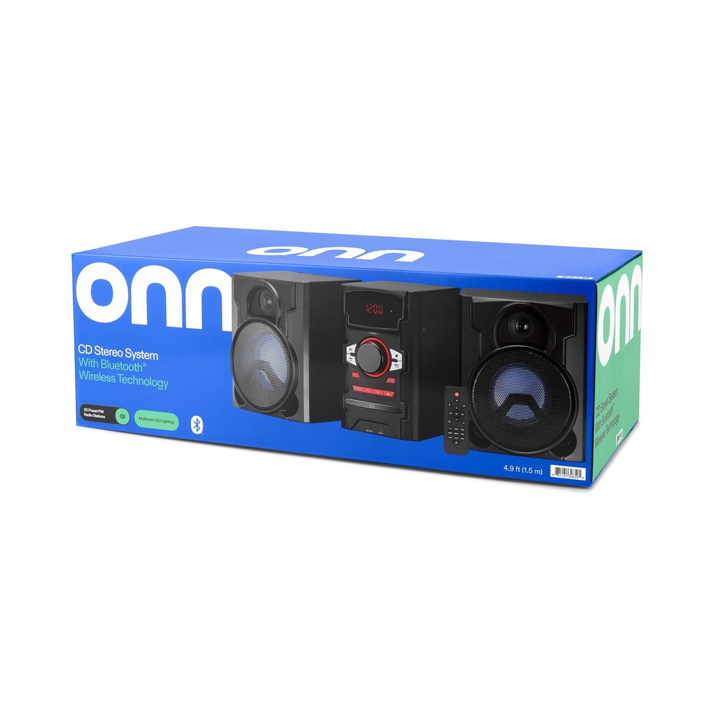 onn. 100W CD Stereo with USB & Bluetooth Connectivity
