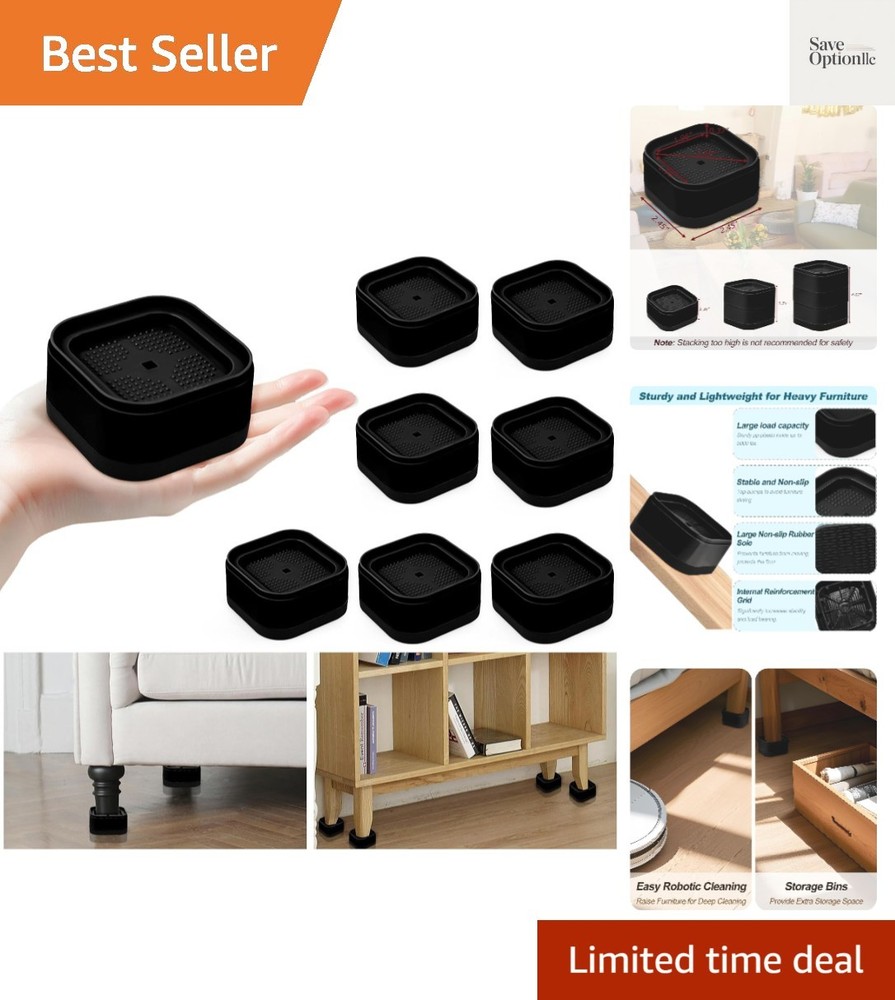 8 Pack Furniture Risers, Adjustable Bed Risers Heavy Duty Stackable Bed Raise...
