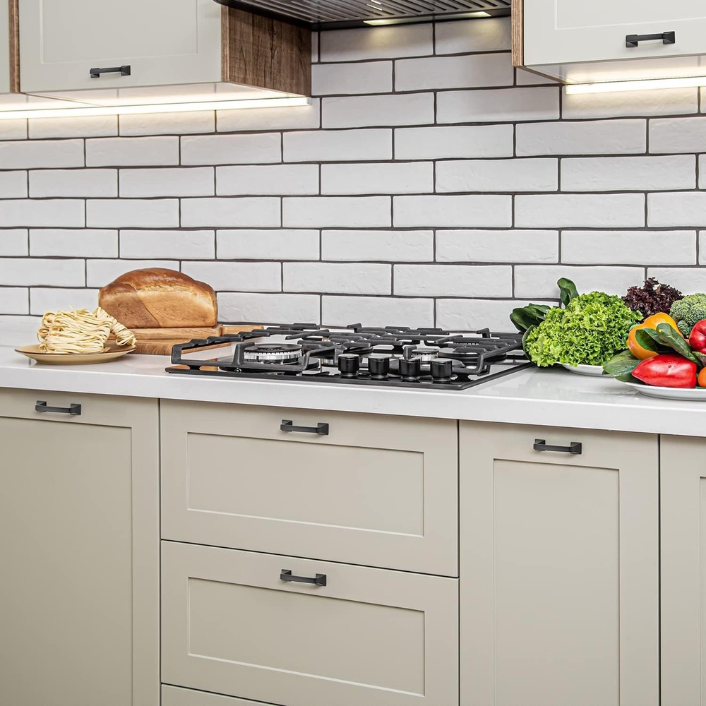 30Pack Matte Black Square Cabinet Pulls - 3-3/4" Arch Handles for Kitchen