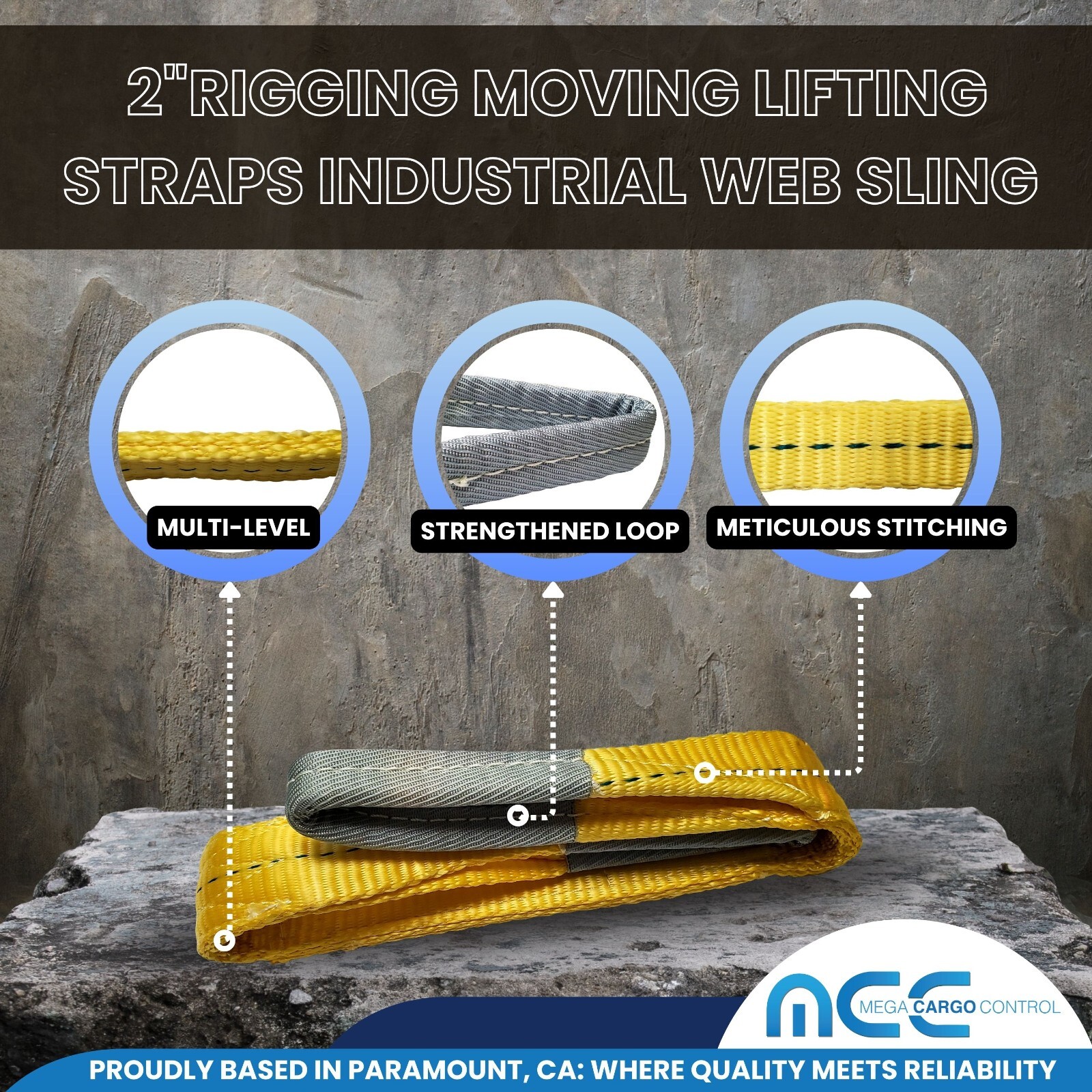 2 Pack Heavy Duty 2-Ply 2" x 6ft Polyester Web Sling Lifting Strap WLL 6200 lbs