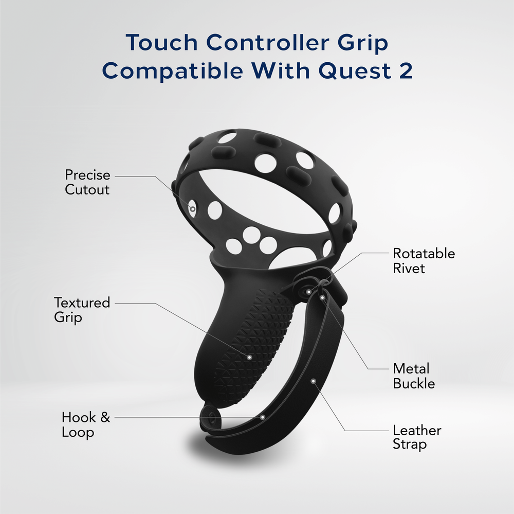 Controller Grips for Oculus Quest 2 / Meta Quest 2 Knuckle Strap Black