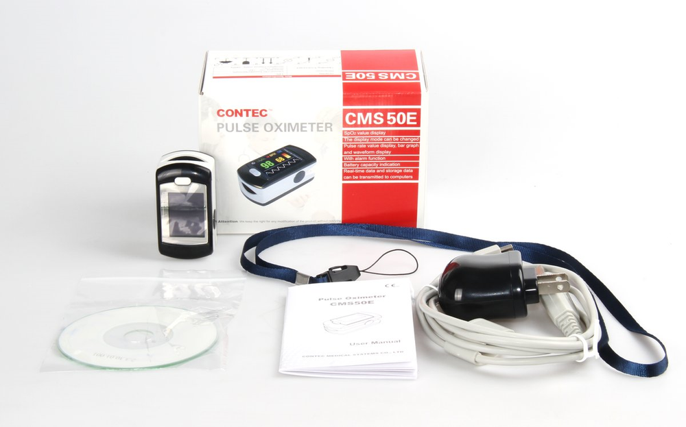 CONTEC MULTI-COLOR OLED RECHARGEABLE FINGERTIP PULSE OXIMETER USB CD-ROM & CASE