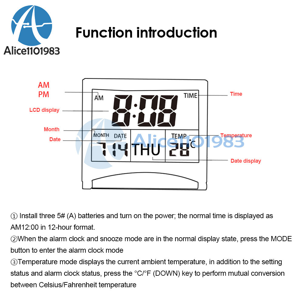Digital Travel Alarm Clock Foldable Calendar Temperature Timer LCD Clock