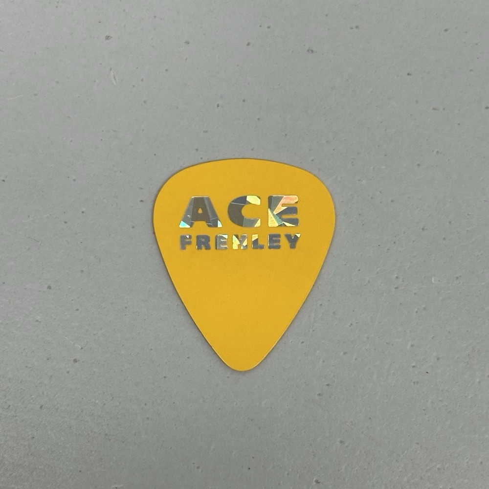 KISS Guitar Pick ACE FREHLEY Solo Just For Fun Concert Tour Yellow Silver Prism