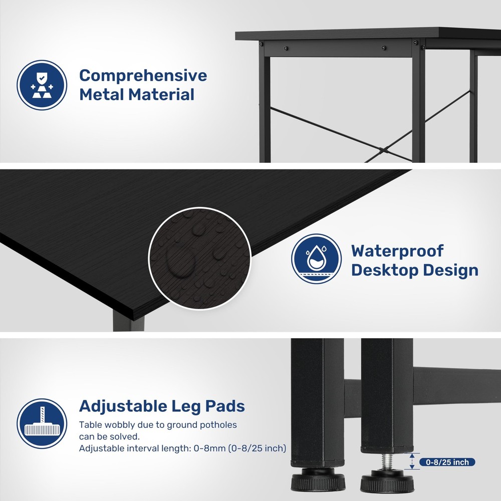 YSSOA Computer Desk Home Office Work Study Writing Modern Simple Table with H...