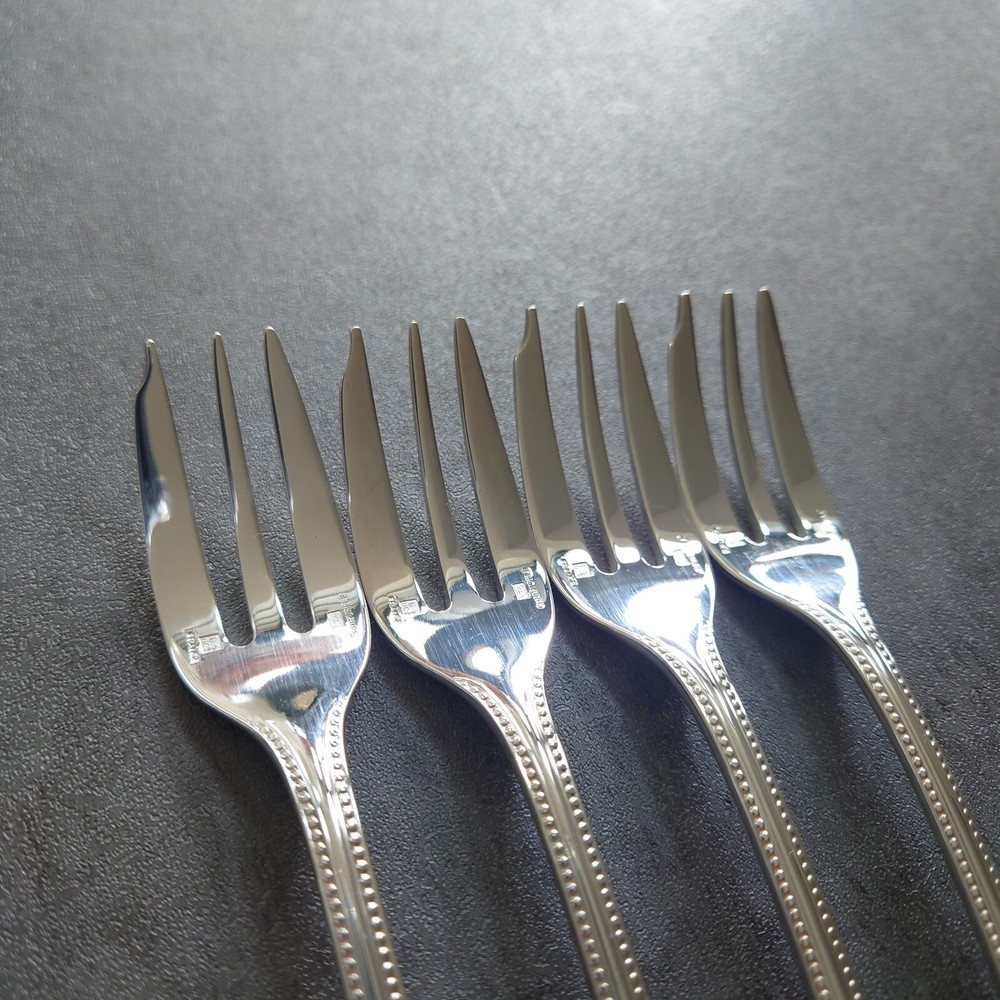 Christofle Perles 4pcs Silverplate Flatware Cake Fork Excellent