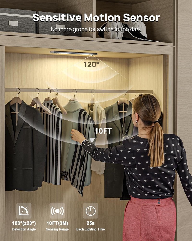 Kitchen Cabinet Lighting - 12in Led Motion Sensor Dimmable 6 Pack