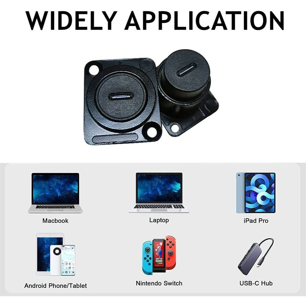 PENGLIN 2PCS USB 3.1 Type C Panel Mount Coupler, D-Type 2PCS(D-TYPE), Black