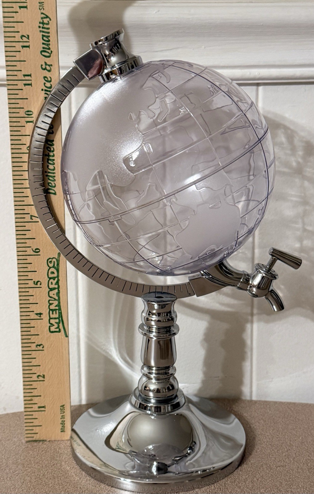 Godinger Silver Art Co. Plastic Globe Decanter w/ Metal Base 14” Water Dispenser
