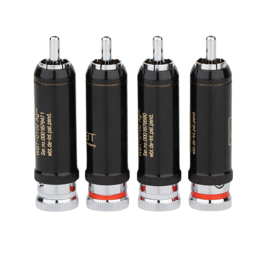 4*Rhodium Plated WBT-0102 RCA Plug Connector Terminal Socket Interconnect Cable