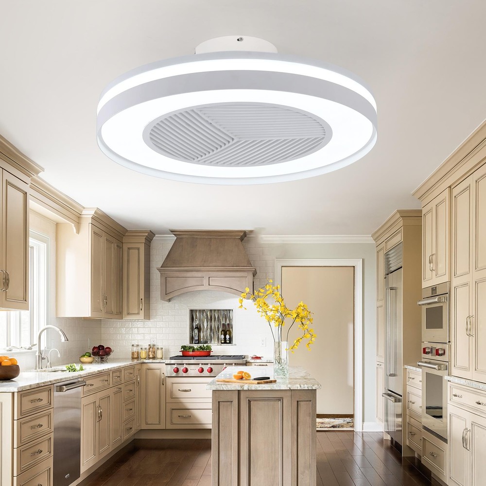 Smart Low Profle Ceiling Fans with 3-Dimmable Light Remote/APP Control, 20" B...