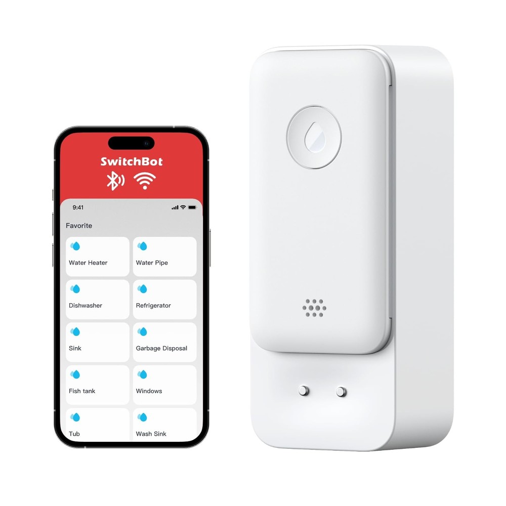 SwitchBot WiFi Water Sensor, Smart Leak Detector, 100dB White