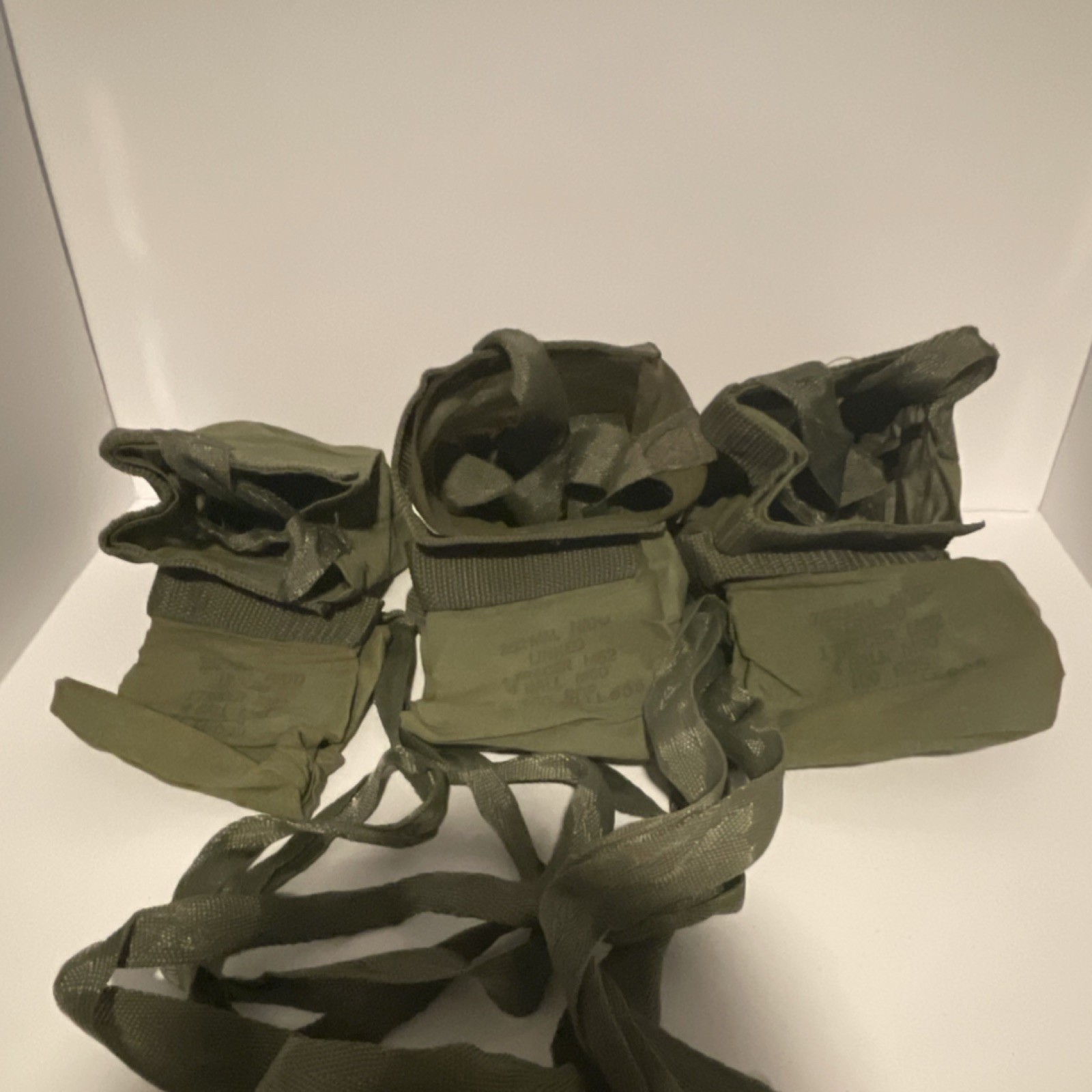 Lot of 6 USGI 7.62mm NATO 100rd Ammo Pouches w/ Straps – M60 M240 Canvas Bag