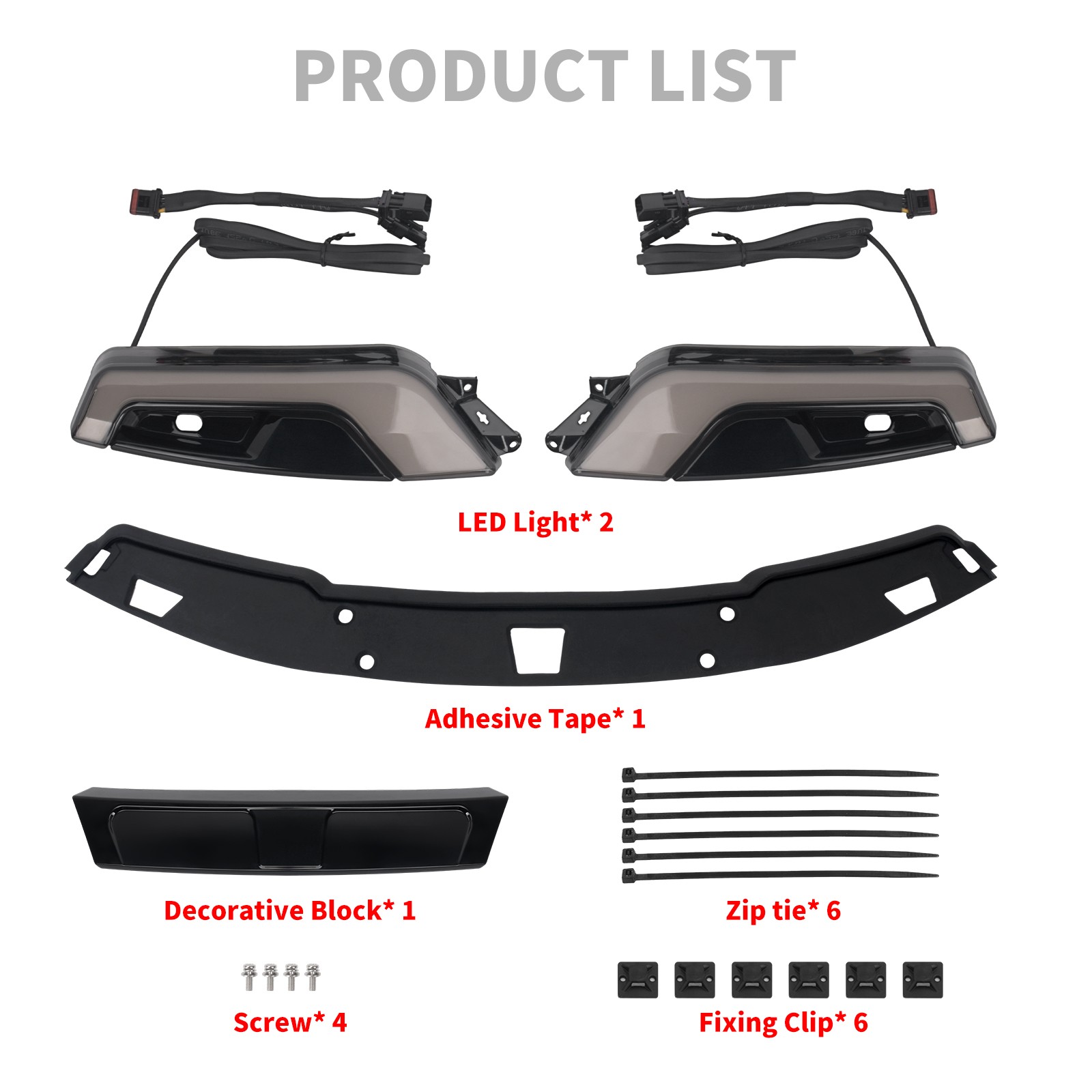 Tracer LED Windshield Trim Light Black For Touring Electra Glide FLHT 2014-2023