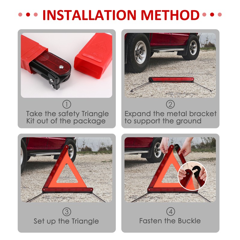 3 Pack Warning Car Triangle Reflective Road Emergency Breakdown Safety Hazard