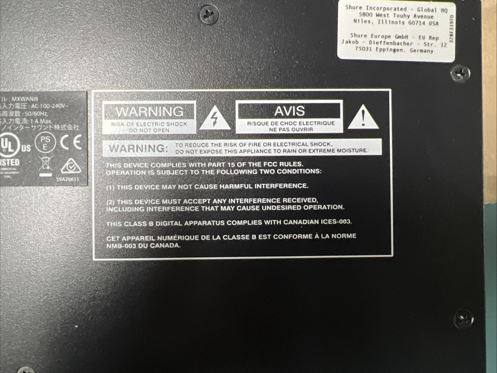 SHURE MXWANI8 MICROFLEX WIRELESS 8-CHANNEL AUDIO NETWORK INTERFACE