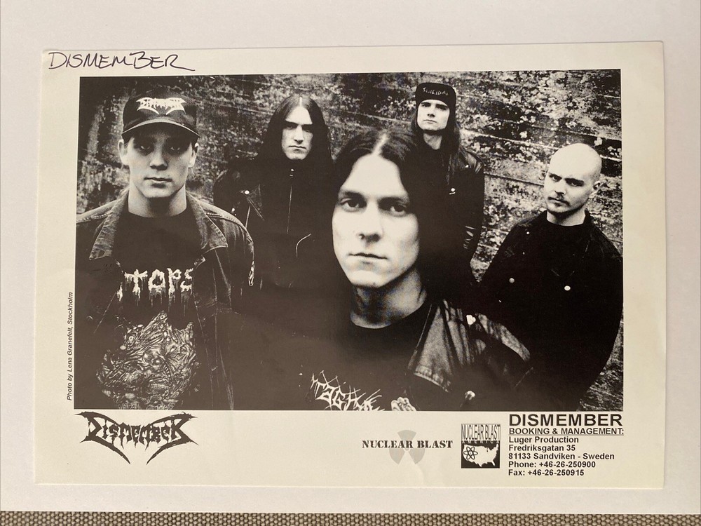 Dismember Press Photo 6x8”. Nuclear Blast Records.