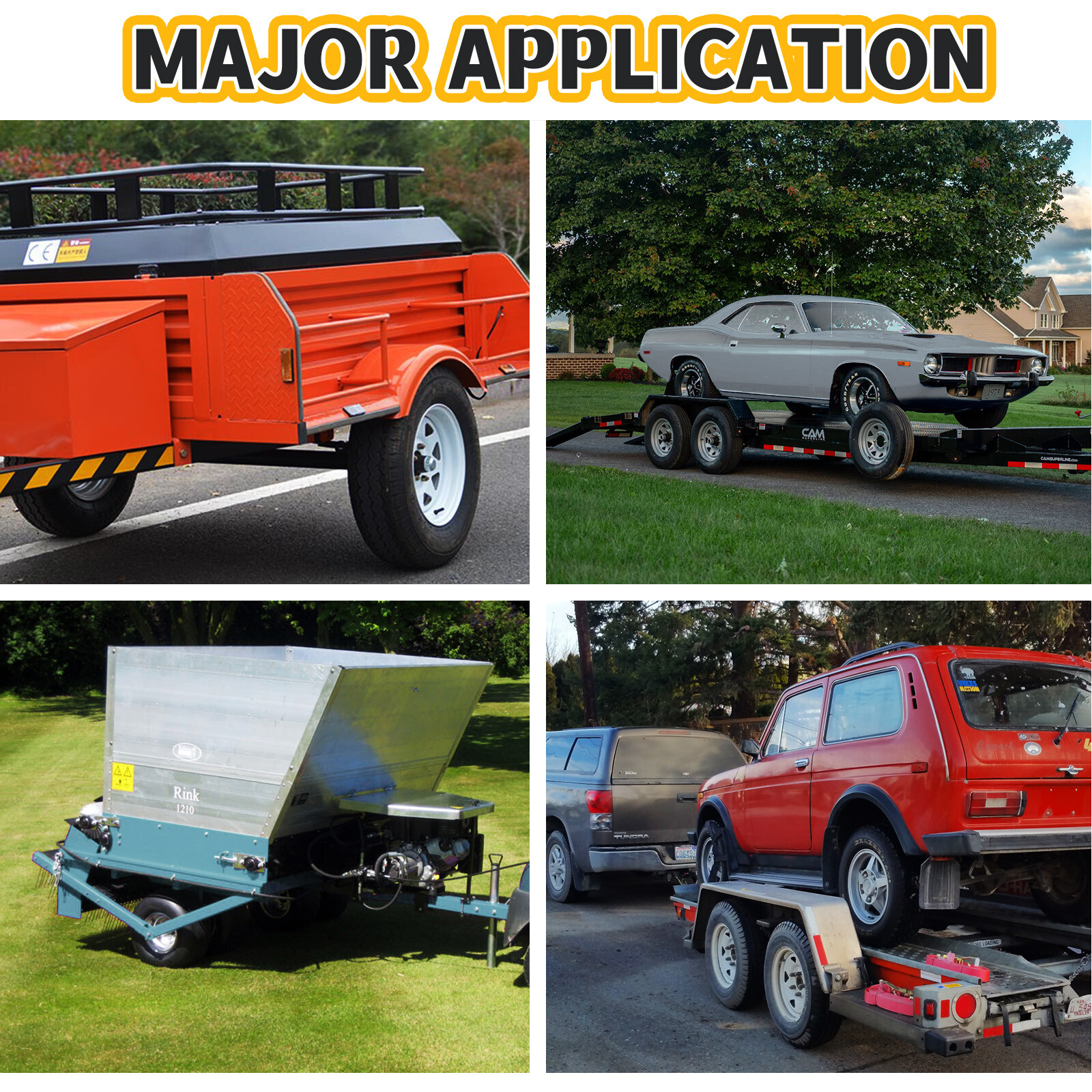 2pcs Trailer Tires & Rims 4.80-12 480-12 4.80x12 LRB 5 Lug White Spoke Wheel