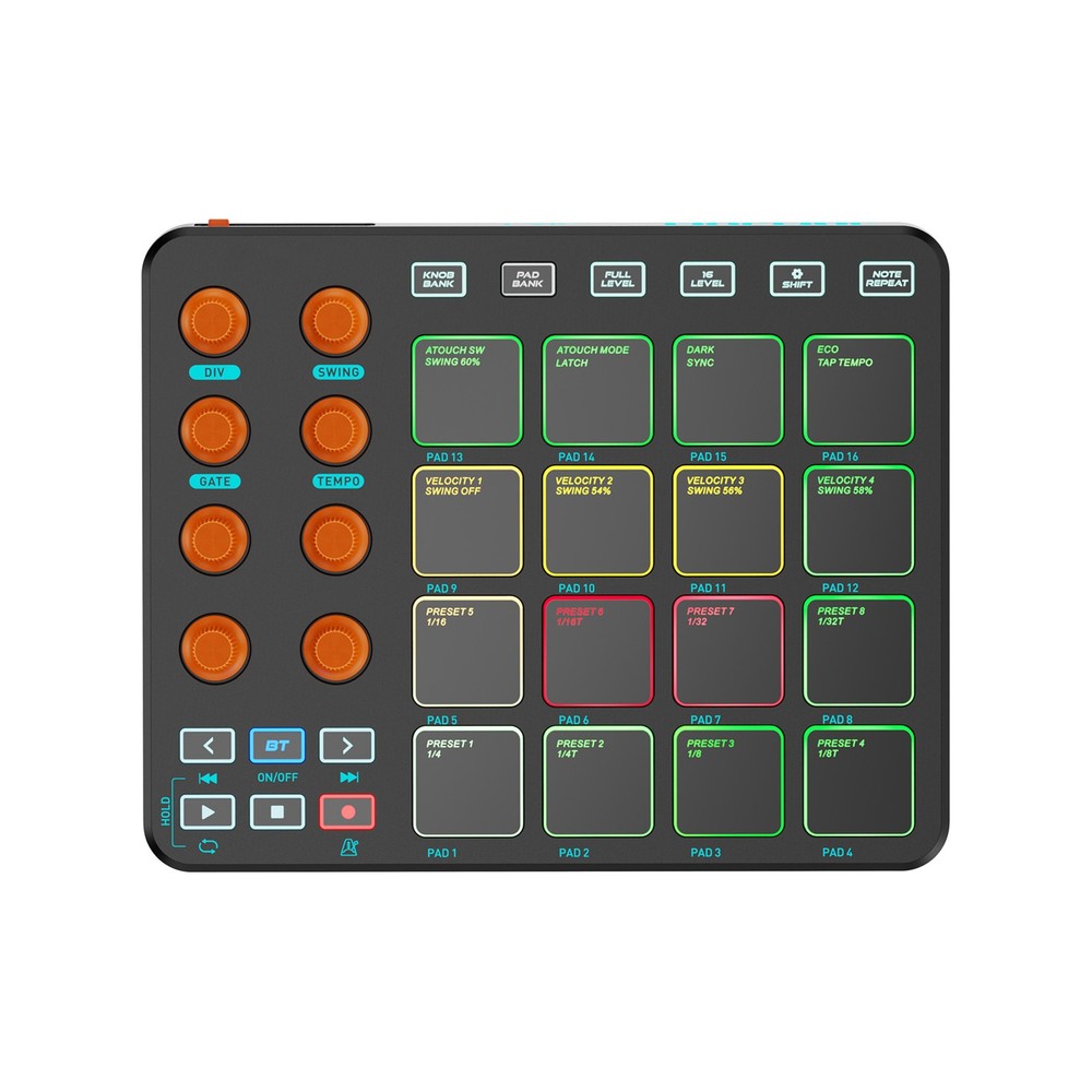 16 RGB Pads Wireless MIDI Controller For Beginners FDMK