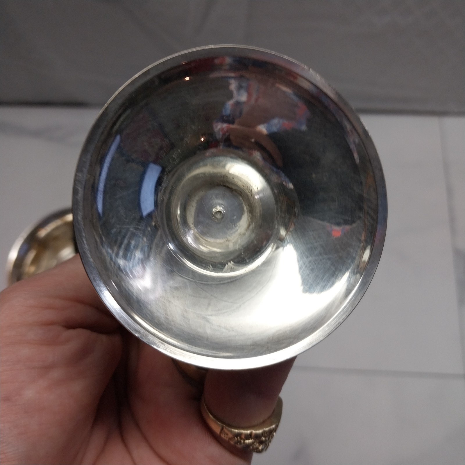 Leonard Water Wine Vintage Silver-plate 8" goblets - set of 4 - worn decor