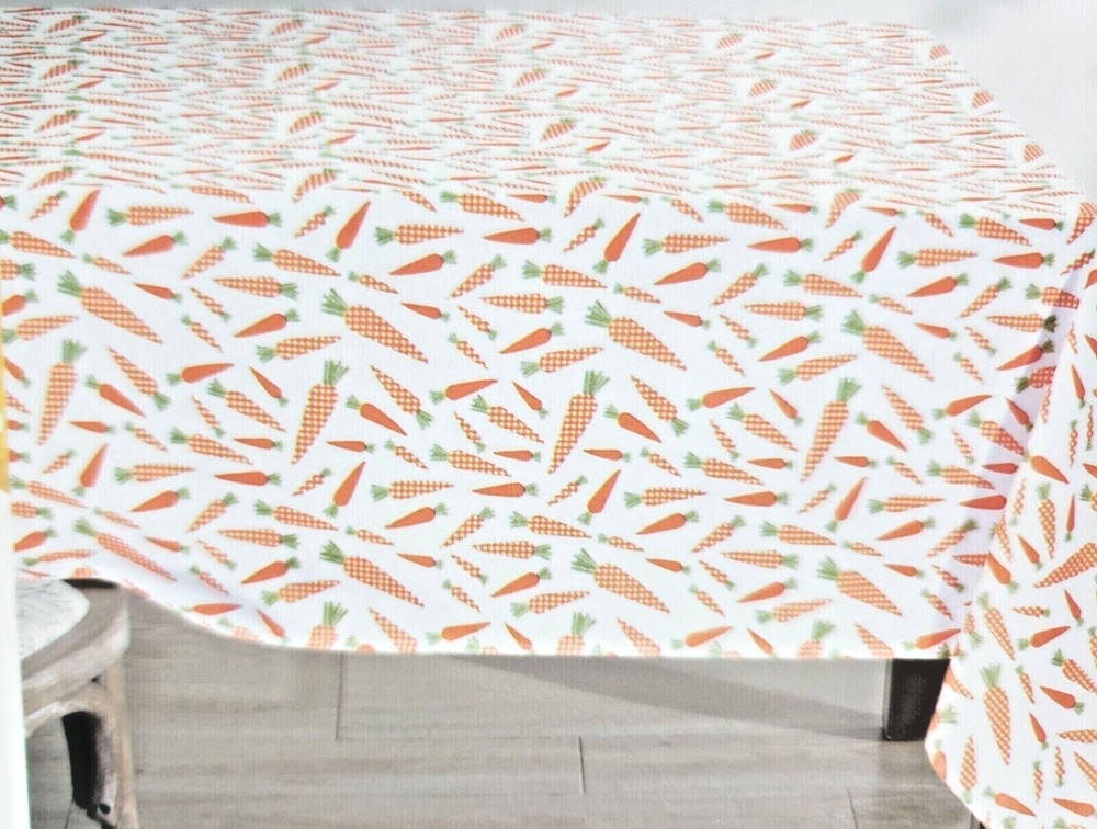 Carrot Toss Tablecloth Fabric 60 Round Easter